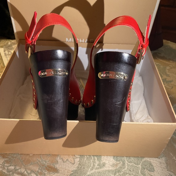 Michael Kors Red Slingback Heels with Gold Accents - Picture 5 of 7
